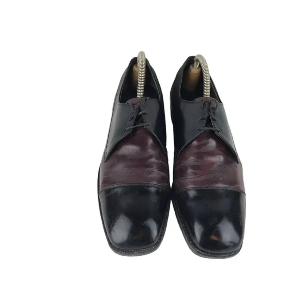 Freeman Mens Brown Black Leather Lace Up Low Top Classic Oxford Shoes Size US 9D